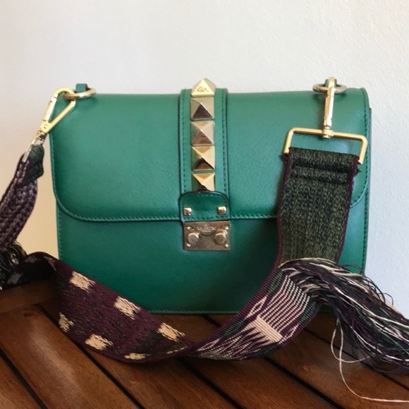 Handbags - Valentino B-Rockstud in Emerald Green with boho fringe Strap